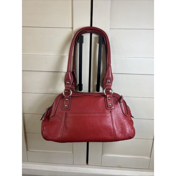TIGNANELLO SHOULDER SATCHEL TOTE HANDBAG RED PEBBLE LEATHER Purse - Picture 6 of 16